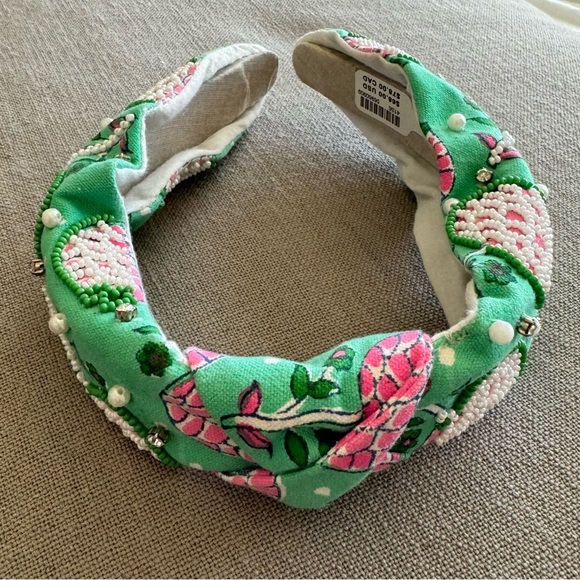 Anthropologie Llani Isobel Embroidered Beaded Green Headband NWT - Picture 11 of 11